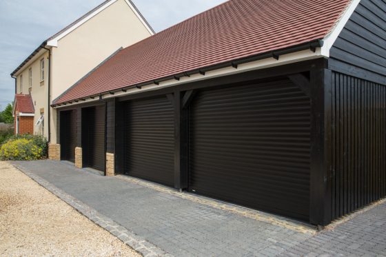 Garage door repair in progress on a residential door